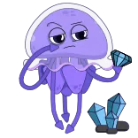 🤔 ubur-ubur, kartun, berlian, makhluk laut, ungu, imut, laut, samudra telegram sticker