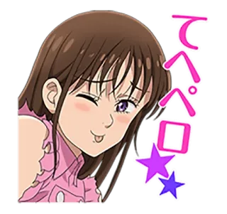 😜 てへペロ Anime, Desenho animado, Fofo, Kawaii, Estrelas, Piscadela, Garota whatsapp sticker