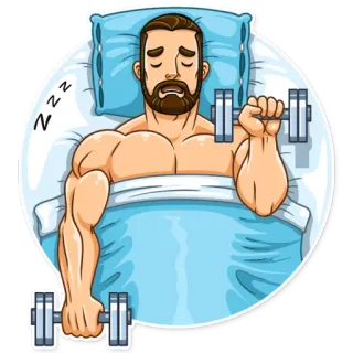 😴 zzz slapen, gewichtheffen, fitness, spier, bed, cartoon telegram sticker