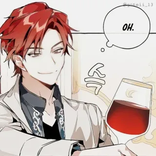 🍷 OH. homem, vinho, cabelo ruivo, arte, masculino telegram sticker