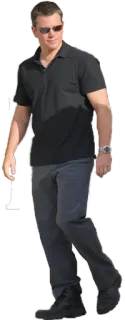 🤨 Matt Damon actor, celebrity, man, sunglasses, polo shirt whatsapp sticker