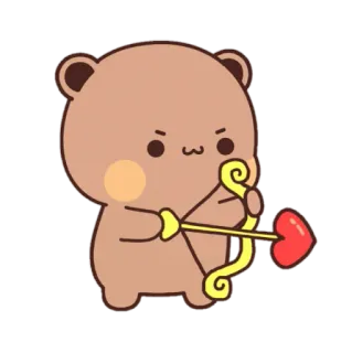 🏹 oso, cupido, amor, flecha, corazón, San Valentín, dibujos animados whatsapp sticker