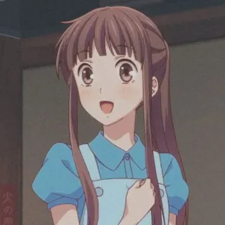 🥺 Tohru Honda Fruits Basket anime, personage, blij, meisje telegram sticker