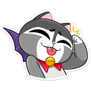 ☺️ Katze, Fledermaus, Halloween, Tier, süß, Cartoon telegram sticker