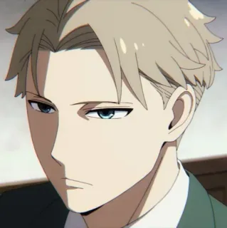 😕 Loid Forger Spy x Family Anime, Espion, Famille, Loid Forger, cheveux blonds, yeux bleus, Spy Family telegram sticker