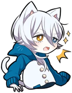 😨 Anime, Chibi, Kot, Kawaii, Słodki, Kreskówka, Manga, Postać telegram sticker