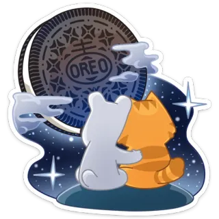 ☺️ OREO oreo, cookie, cat, bear, stars, night, cartoon telegram sticker