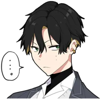 😕 ... Anime, Manga, Personaje, Bocadillo, Sticker, Pelo negro, Ojos verdes telegram sticker