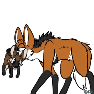 👶 lupo crinito, volpe, animale, cartone animato telegram sticker