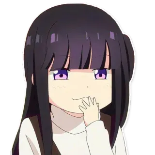 😏 anime girl, cute, cartoon, purple eyes, black hair telegram sticker