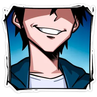 😀 Anime, Manga, Sticker, Masculino, Sonrisa burlona, Dibujo animado, Malvado telegram sticker