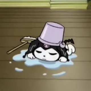 🧦 Kuromi Kuromi, Anime, Desenho animado, Triste, Balde, Chão whatsapp sticker