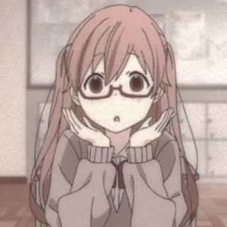 😯 Anime, Ragazza, Carina, Capelli lunghi, Occhiali telegram sticker