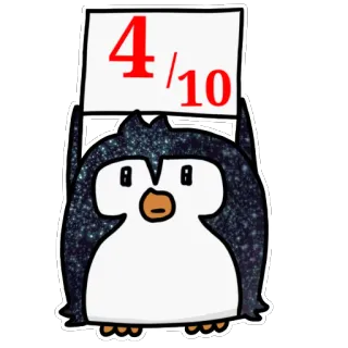 4⃣ 4/10 pingüino, calificación, puntuación, gracioso, dibujos animados, animal telegram sticker