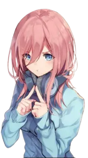 😠 Miku Nakano The Quintessential Quintuplets anime, manga, cute, girl, headphones, pink hair, tsundere telegram sticker