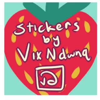 🖼 Stickers by Vix Ndwna pegatina, fresa, arte, ilustración telegram sticker