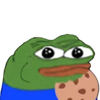 😐 Pepe the Frog pepe, grenouille, mème, manger, cookie, animal whatsapp sticker