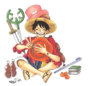 ✌ Monkey D. Luffy One Piece 애니메이션, 원피스, 몽키 D. 루피, 피스 사인, 만화, 망가, 쾌활한 telegram sticker
