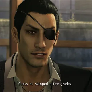 😏 Goro Majima Yakuza Guess he skipped a few grades. Benda sull'occhio, Gangster, Videogioco, Divertente, Majima telegram sticker