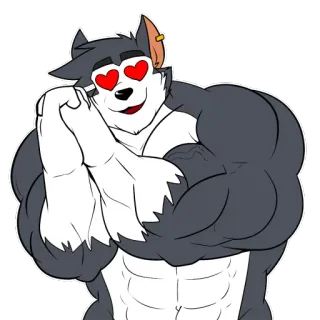 😍 furry, muscoloso, antro, amore, occhi a cuore telegram sticker