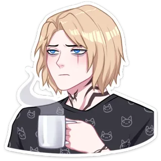 😐 Stile anime, Caffè, Emo, Triste, Cartone animato telegram sticker