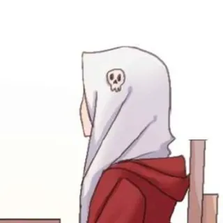 ℹ️ jilbab, tengkorak, wanita, hoodie merah telegram sticker