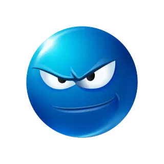 😏 arrabbiato, blu, emoji, faccia telegram sticker