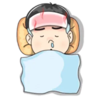 🤒 sakit, demam, tempat tidur, sakit kepala, pilek, dingin whatsapp sticker