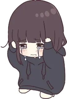 😢 аниме, грустный, плачущий, чиби, эмоциональный, каваий, девушка telegram sticker
