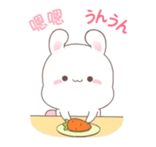 🐰 嗯嗯
喂喂 konijn, schattig, wortel, dier, kawaii, sticker telegram sticker