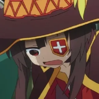 😰 Megumin Konosuba anime, piangere, ragazza, triste, Megumin, Konosuba telegram sticker
