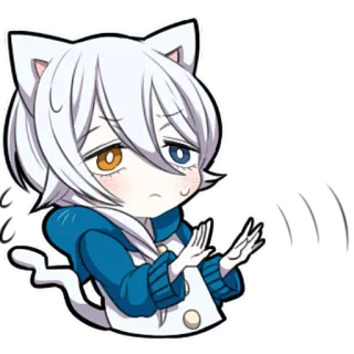 😖 anime, cat girl, cute, disappointed, chibi, kawaii telegram sticker