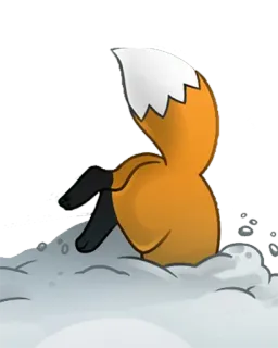 🥶 zorro, nieve, dibujo animado, animal, cola, invierno telegram sticker