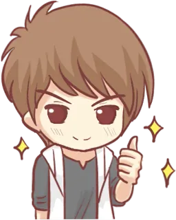 👍 dibujos animados, anime, chibi, pulgar arriba, positivo, aprobación, brillo telegram sticker