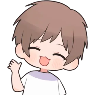 ✋ 만화, 애니메이션, 소년, 귀여운, 카와이, 인사, 손 흔드는 telegram sticker