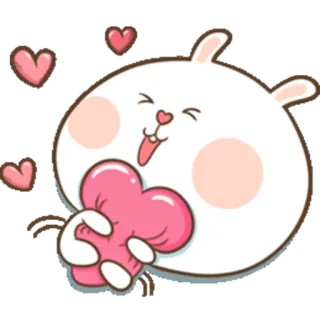 ❤ Hase, Kaninchen, süß, Herz, Liebe, kawaii, Cartoon telegram sticker