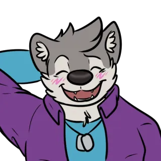 😳 Furry, Animal, Loup, Dessin animé, Joyeux, Anthropomorphe, Personnage whatsapp sticker