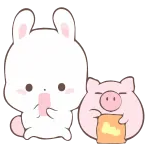 😘 토끼, 돼지, 귀여운, 동물, 카와이, 친구, 간식 telegram sticker