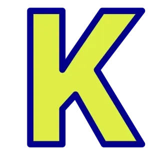 🔤 K буква, алфавит, K, желтый, синий whatsapp sticker