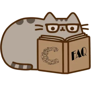 🤓 FAQ gato, FAQ, gafas, leyendo, libro, pegatina whatsapp sticker