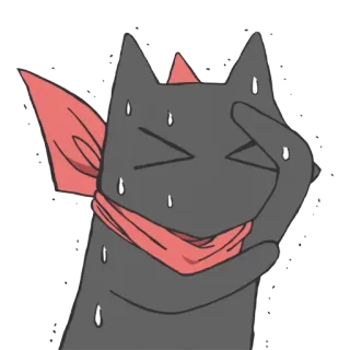 😓 gato, sudando, avergonzado, estilo anime, dibujos animados, animal, lindo whatsapp sticker