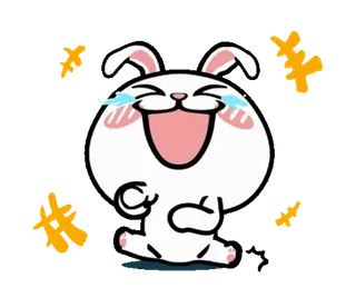 🤣 kelinci, tertawa, menangis, gembira, imut, kartun telegram sticker