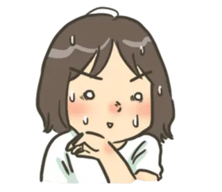 😰 만화, 여자, 땀, 긴장, 생각 whatsapp sticker