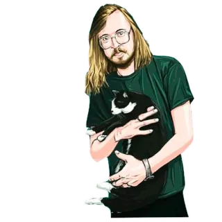 😻 hombre, gato, mascota, retrato, pelo largo, gafas, persona, animal whatsapp sticker