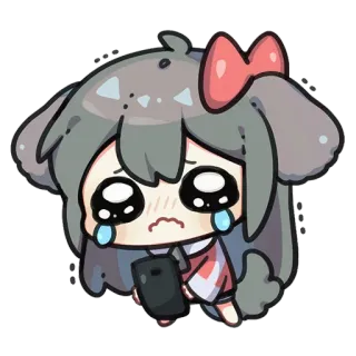 🎀 stiker, sedih, menangis, kartun, anime, kawaii, karakter, seni digital whatsapp sticker