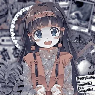 🖤 Everything is beautiful but beautiful isn't everything. animé, fille, belle, kawaii, mignon telegram sticker
