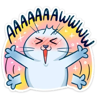 🥳 AAAAAWWWW semangat, anjing laut, imut, senang, kartun, binatang, ekspresi telegram sticker