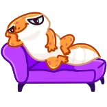 😉 จิ้งจก, โซฟา, สีส้ม, การ์ตูน, สัตว์ telegram sticker