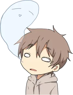 😵 애니메이션, 지친, 유령, 만화, 치비 whatsapp sticker