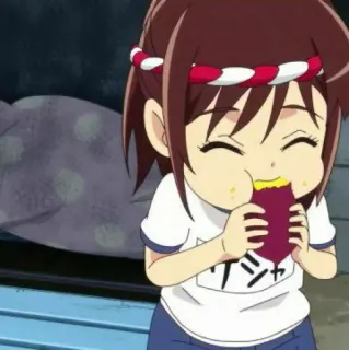💭 ハトシャ Anime, Garota, Comendo, Batata doce, Feliz telegram sticker